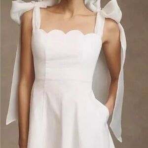 BHLDN ivory scallop edge mini dress